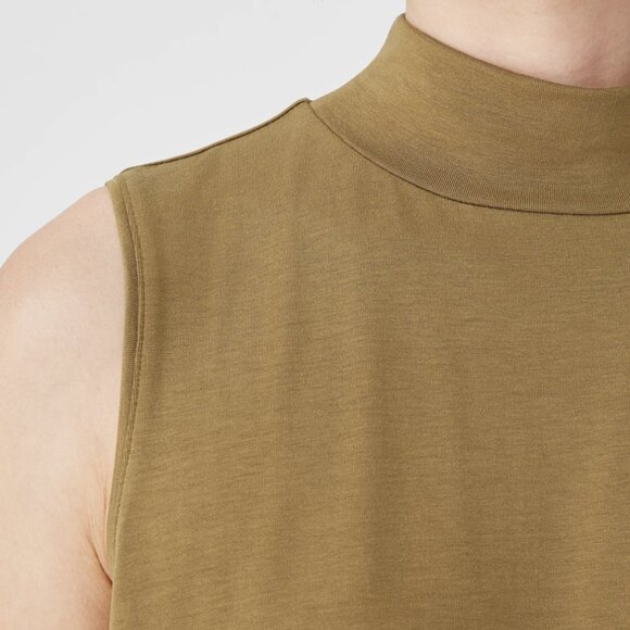 Eileen Fisher Butternut Basic Length Fine Jersey Mock Neck Tank - Picture 4 of 6